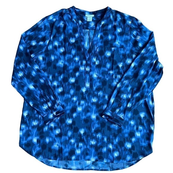 NWT Daily Ritual Mandarin Y-Neckline Pullover in Blue Tie Dye, size XXL - Picture 1 of 11